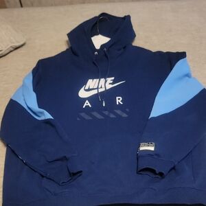 Nike Navy Blue Hoodie with Light Blue Sleeve Panels